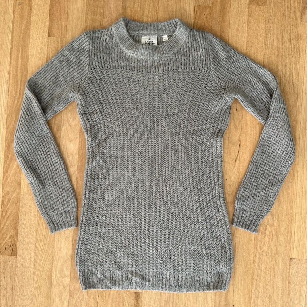 Cheap Monday Grey Chunky Knit Sweater Dress size S Long Sleeve Tunic Pullover